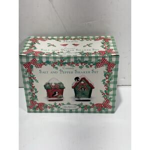 LADY JAYNE VINTAGE 2003 CHRISTMAS BIRD HOUSE SALT‎ & PEPPER SHAKER SET New
